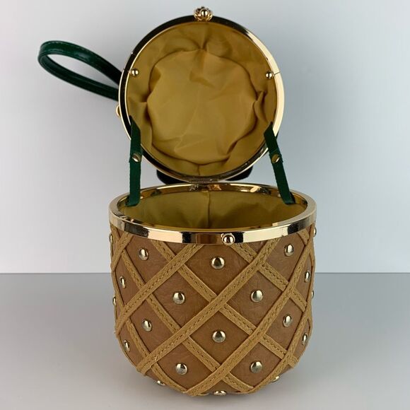 NWT Unique Pineapple Shaped Small Faux Leather Studded Crossbody Handbag - Picture 7 of 12